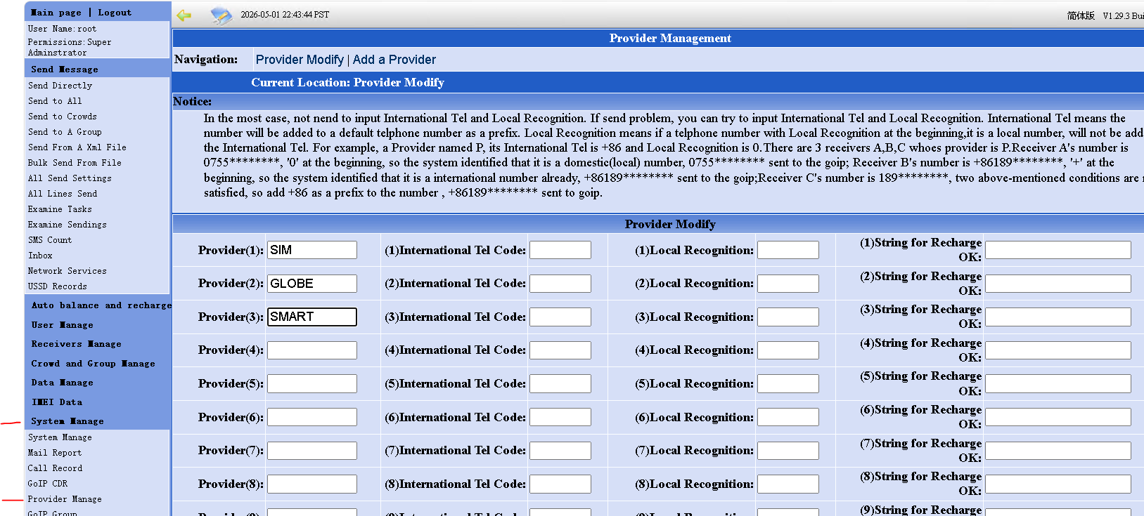 GoIP Provider Management Guide